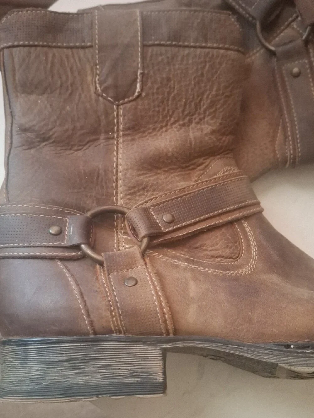 Roans Brown Leather Harness Boots